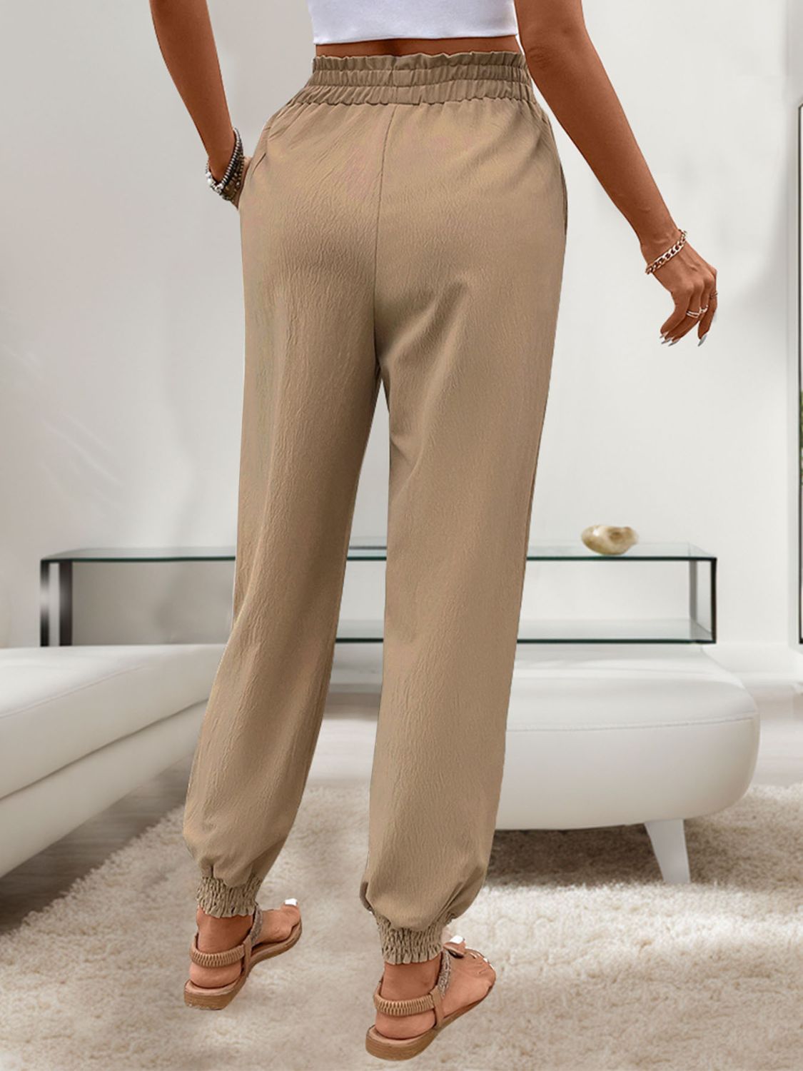 Perfee Tied Elastic Waist Pants with Pockets 8fe14757-680b-4e92-8403-94fdb6bfc075-Max Trendsi