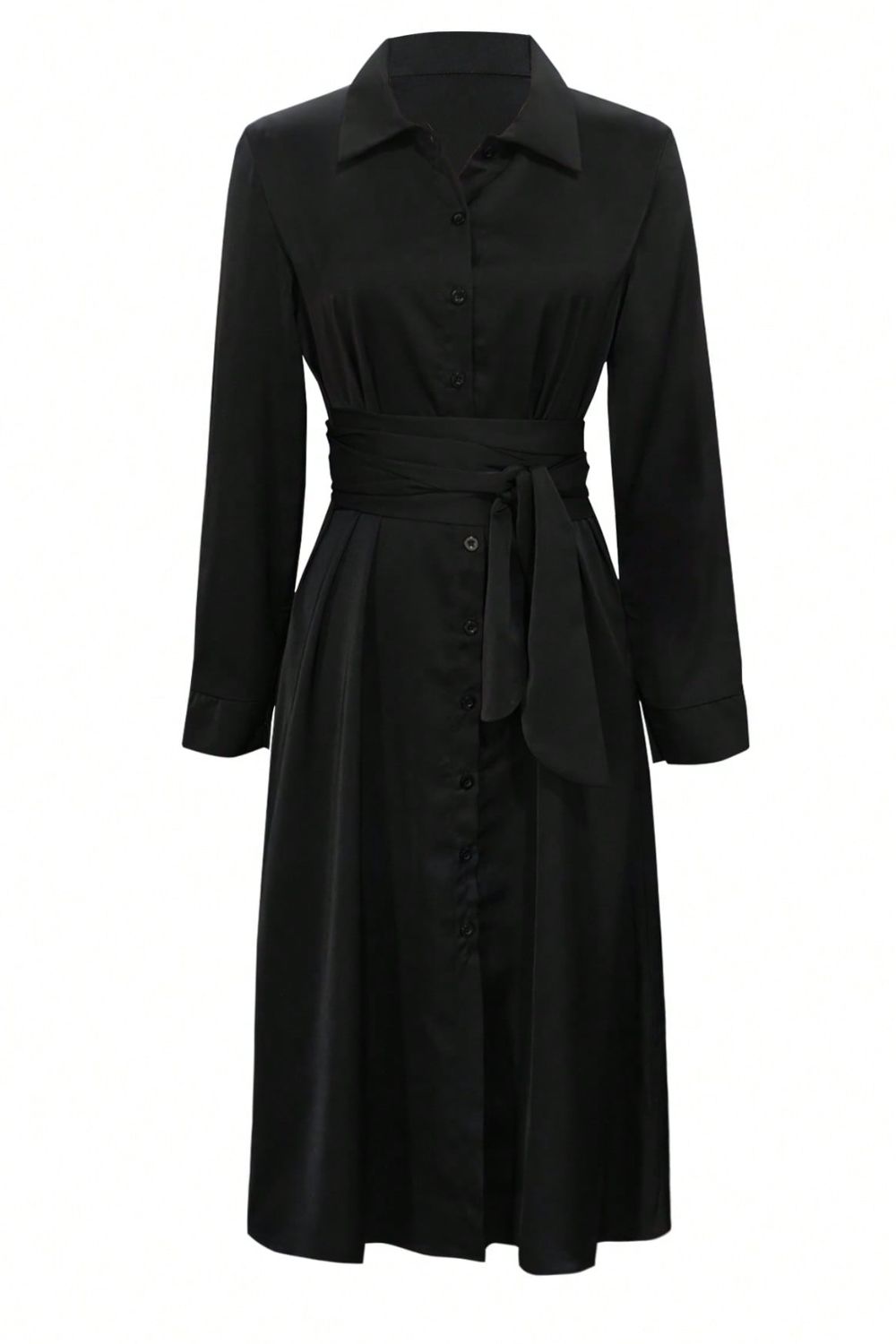 Collared Neck Long Sleeve Midi Shirt Dress 8ff39c8c-cc33-4d1d-8d61-26eb6bd28f10-Max Trendsi