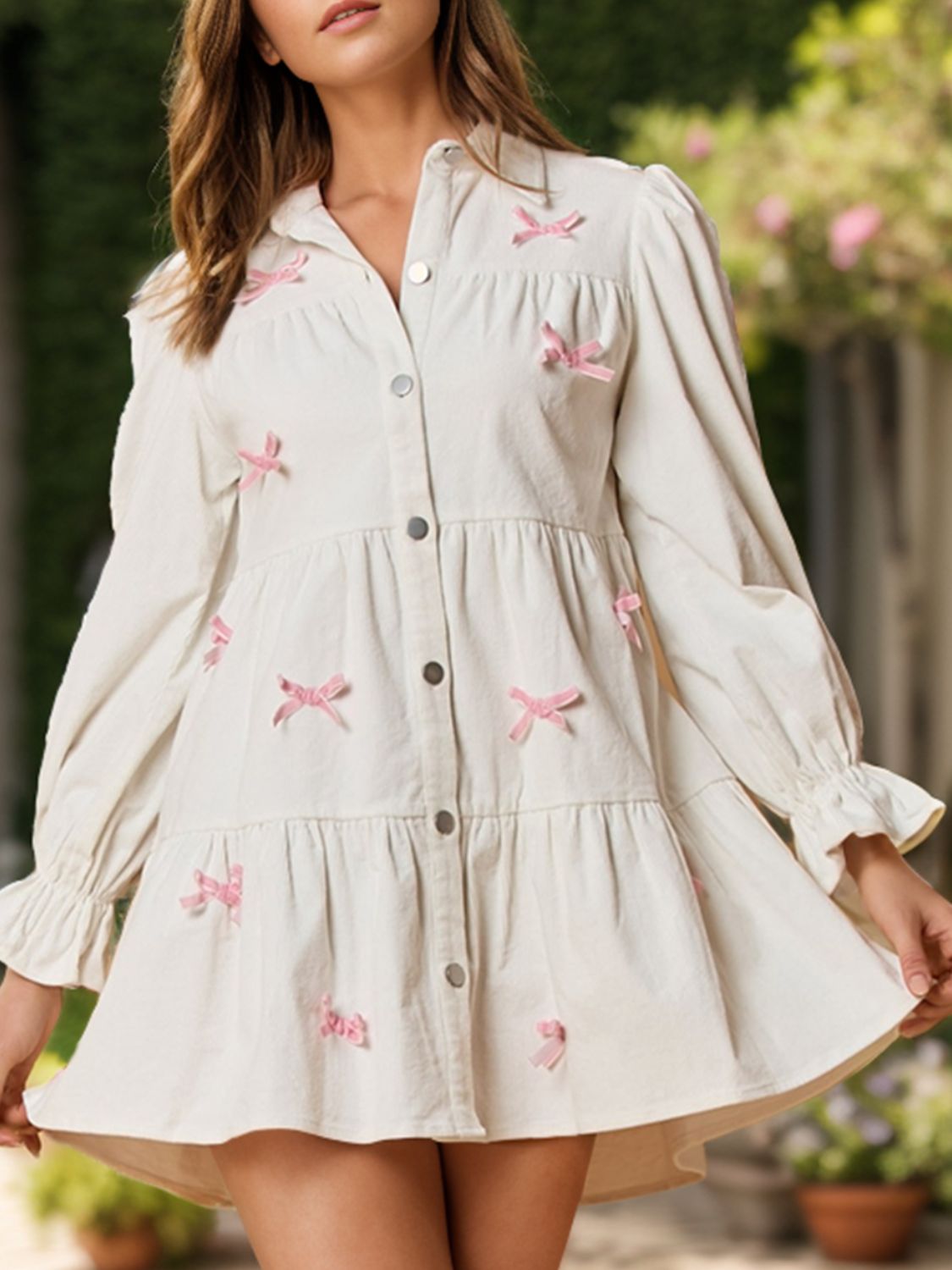 Collared Neck Flounce Sleeve Mini Dress White 90bc3acb-50cc-4752-acfd-53affb128a1e-Max Glownestbest