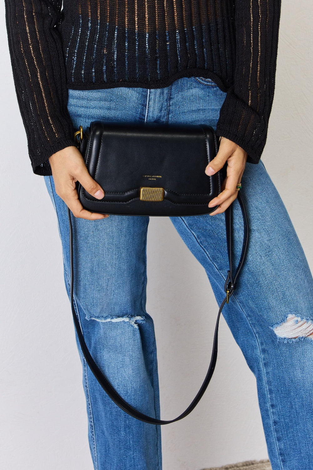 David Jones PU Leather Crossbody Bag BLACK One Size 90db19c7-afad-4230-b47b-e22dfa1ff451-Max Trendsi