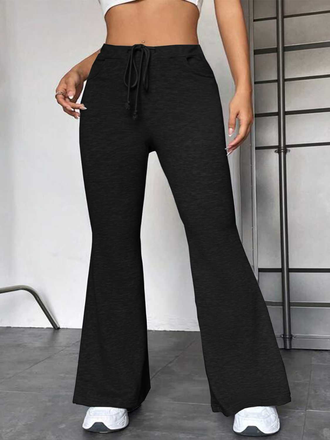Drawstring Sweatpants with Pockets Black 912ae6eb35414738bbaad0883897134b-Max Trendsi