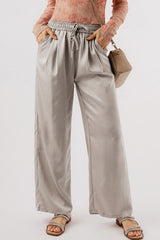Smocked Wide Leg Pants Beige 9144ac8c-0eb0-478f-b5e9-87782ddf63f3-Max Trendsi