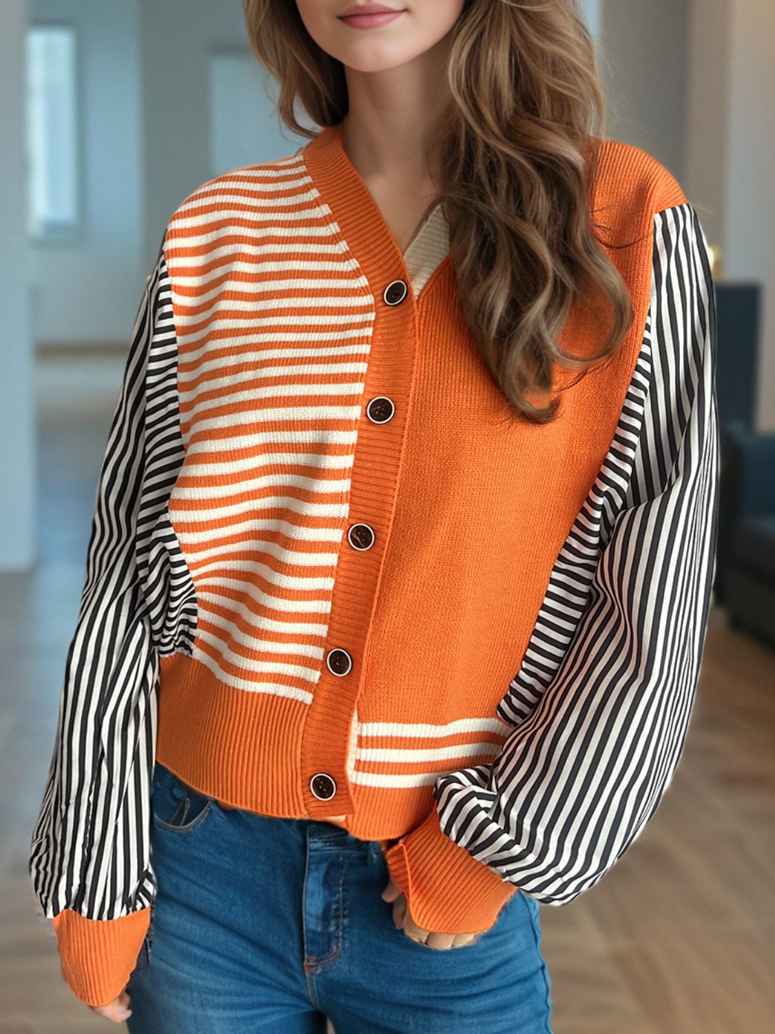 Striped Button Down Long Sleeve Cardigan 915ebeda-c80d-451a-9bab-d96de8ae4d1e-Max Glownestbest