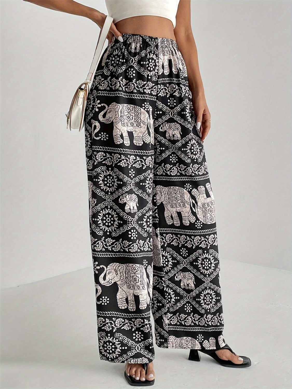 Printed Wide Leg Elastic Waist Pants 91a138b7-d5e4-4d59-b816-cce08400d2d1-Max Trendsi