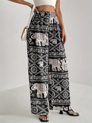 Printed Wide Leg Elastic Waist Pants 91a138b7-d5e4-4d59-b816-cce08400d2d1-Max Trendsi