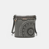 Nicole Lee USA Metallic Stitching Embroidery Inlaid Rhinestone Crossbody Bag Gray One Size 91cc7566-2ca2-4668-b17b-3a3291a9c95a-Max Trendsi