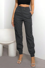 High Waist Cargo Pants Charcoal 9217e0b16ce84f9bb595865f973e3f34-Max Trendsi