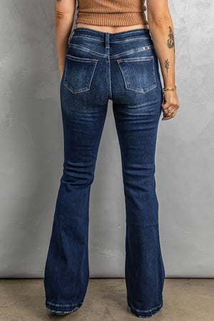 Button Fly Distressed Bootcut Jeans 928a5b39dd0c4a60963618c2f54a8fa4-Max Trendsi