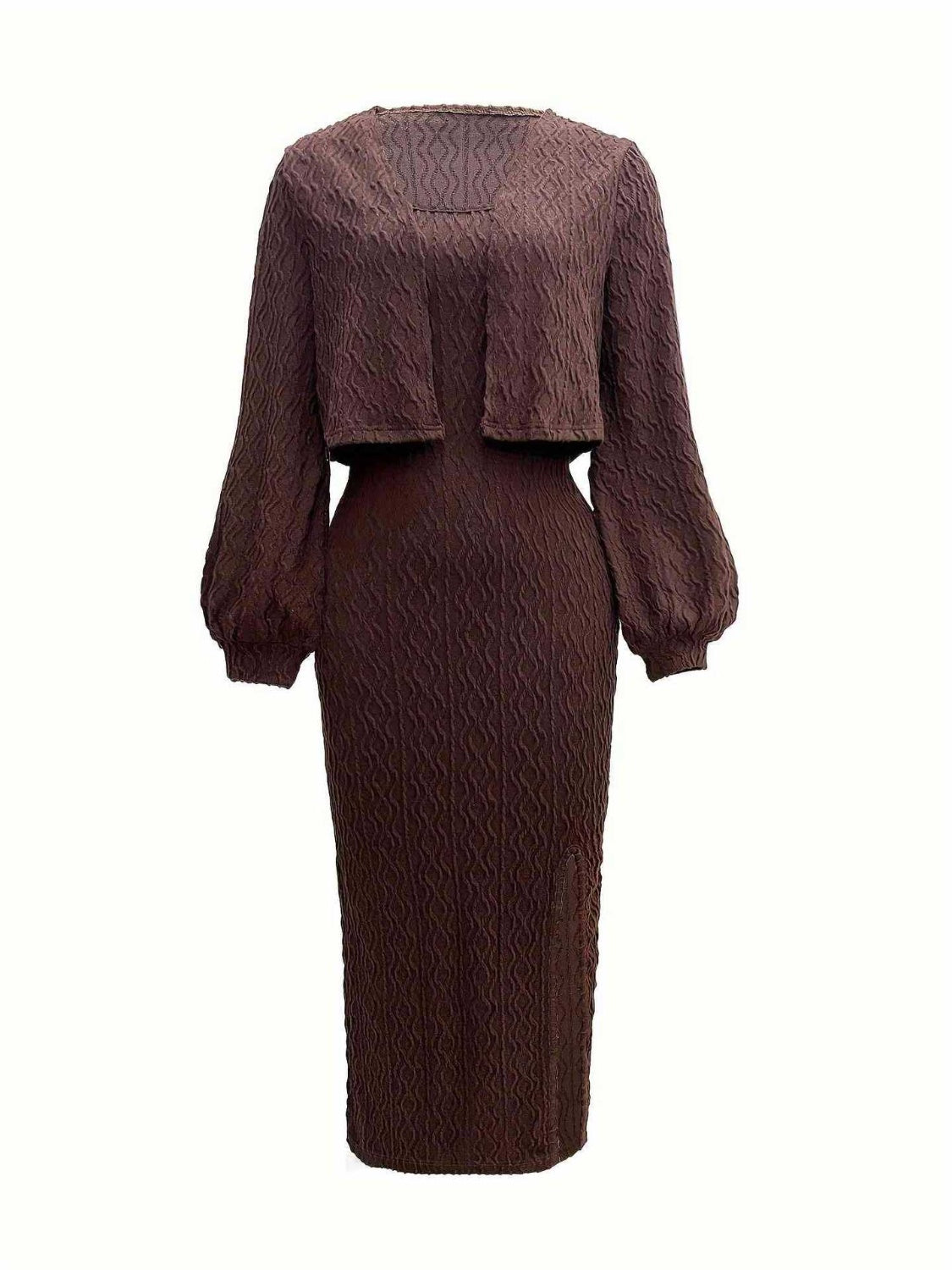 Open Front Long Sleeve Cardigan and Side Slit Cami Dress Set 92968453-b0d5-4a09-947e-8548698d20e4-Max Glownestbest