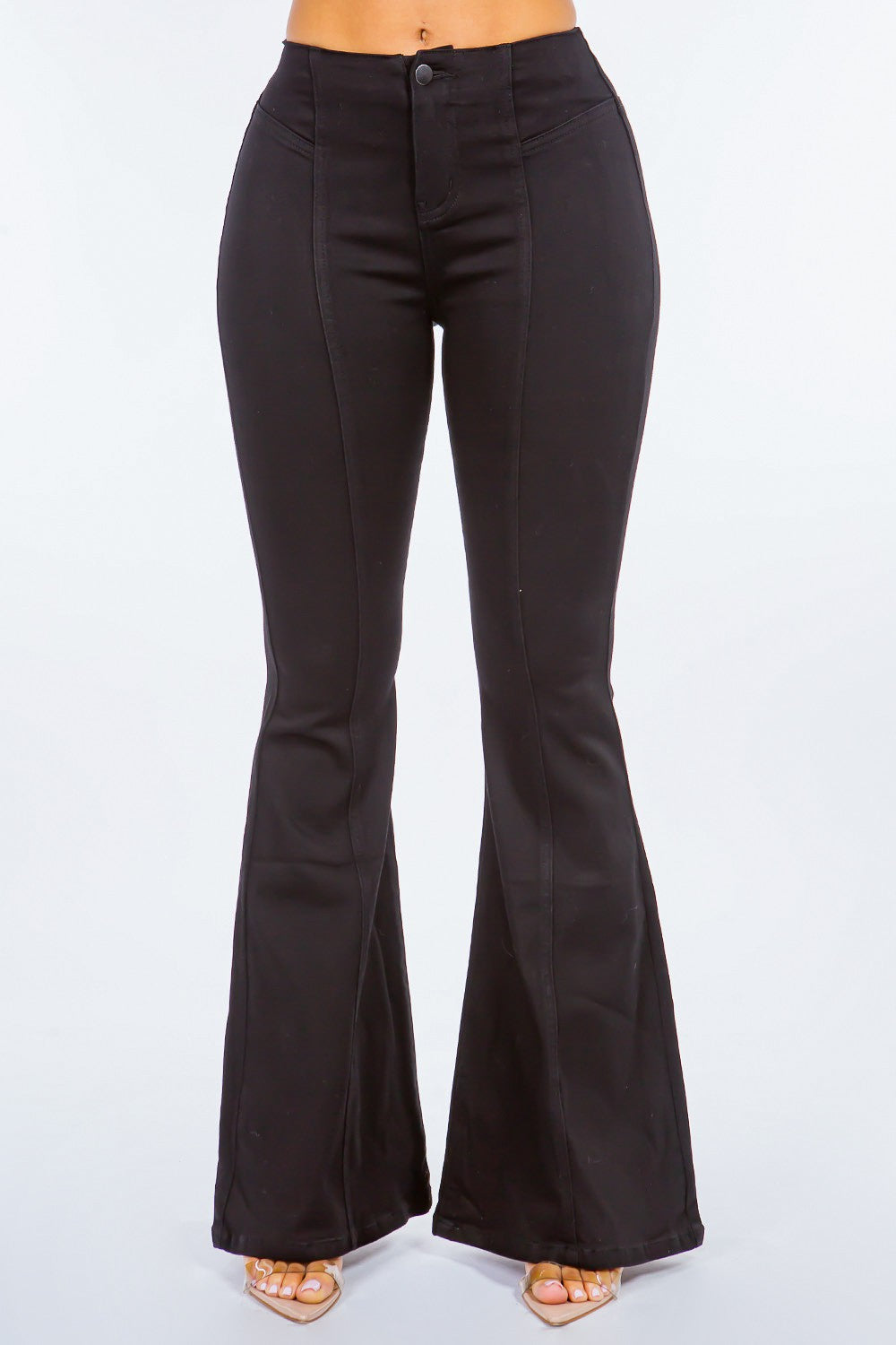 American Bazi High Waist Pull On Flare Jeans Black 92c1b46c-1ee0-4514-9dfc-49bd7eadcf75-Max Trendsi