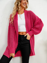 Open Front Dropped Shoulder Cardigan Hot Pink 92cc29e0-2774-448b-81e4-f5e530bc64a4-Max Glownestbest