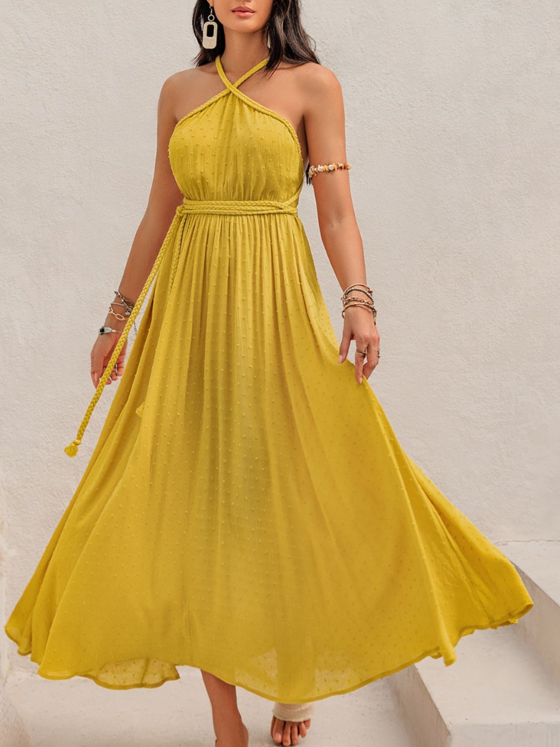 Swiss Dot Backless Sleeveless Maxi Dress Mustard 92ebed11-c556-4859-a58d-04559649cf25-Max Glownestbest