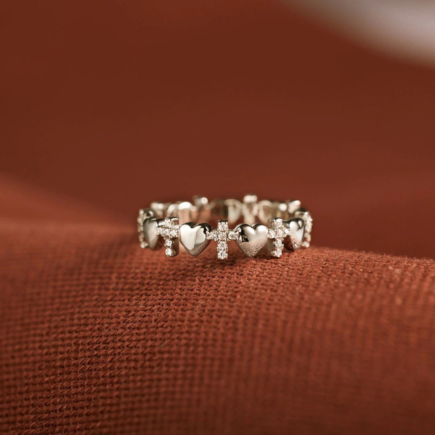 Heart Cross 925 Sterling Silver Ring 932953ae-82e6-4074-b718-23b1a69ff130-Max Trendsi