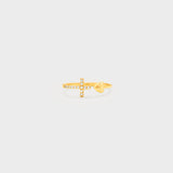 Heart Shape Cross Inlaid Zircon Open Ring Gold One Size 93af7f84-2b3c-48d0-b65f-a65fe3e0cebb-Max Trendsi