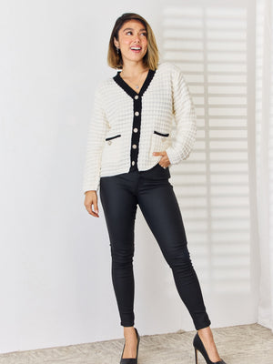 Contrast Trim Button Up Cardigan 93b71527-2155-4a14-adf6-232c1b735614-Max Glownestbest