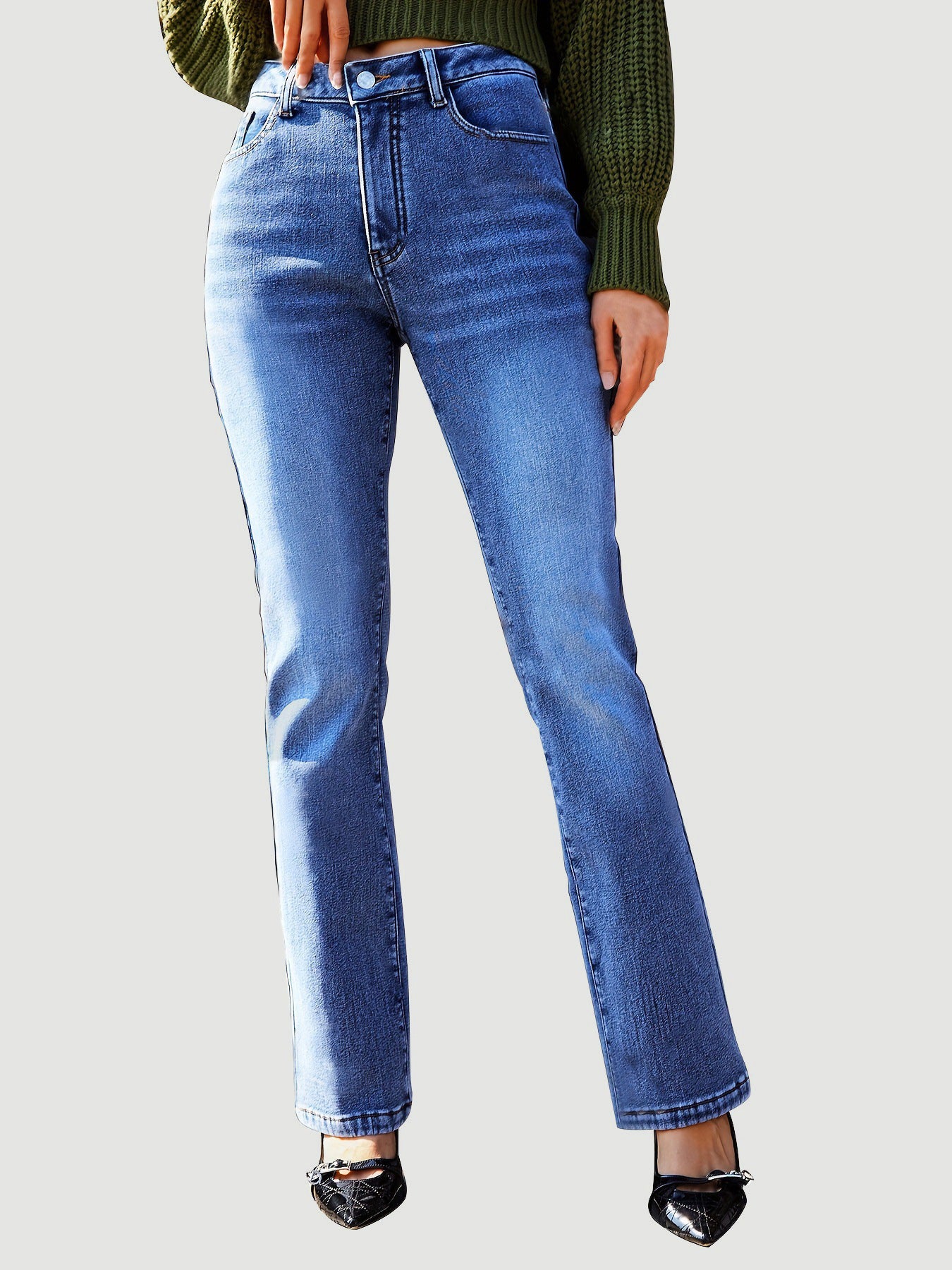 Straight Leg Jeans with Pockets 93b98fbc-0958-4704-b737-787cf4dc2498-Max Trendsi