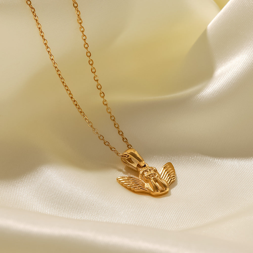 18K Gold Plated Angel Signet Pendant Necklace 9421d845-18a8-4dfd-840e-f95a1bf89959 Artshiney