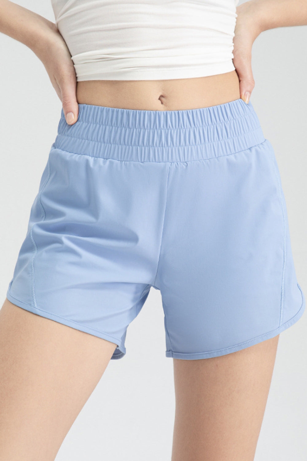 Elastic Waist Active Shorts Light Blue 95238fb2-d4cd-472b-a7fb-72df6c1deb2f-Max Glownestbest