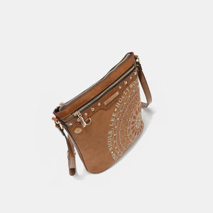 Nicole Lee USA Metallic Stitching Embroidery Inlaid Rhinestone Crossbody Bag 95878a7a-832b-4654-b396-6cf2460bc226-Max Trendsi