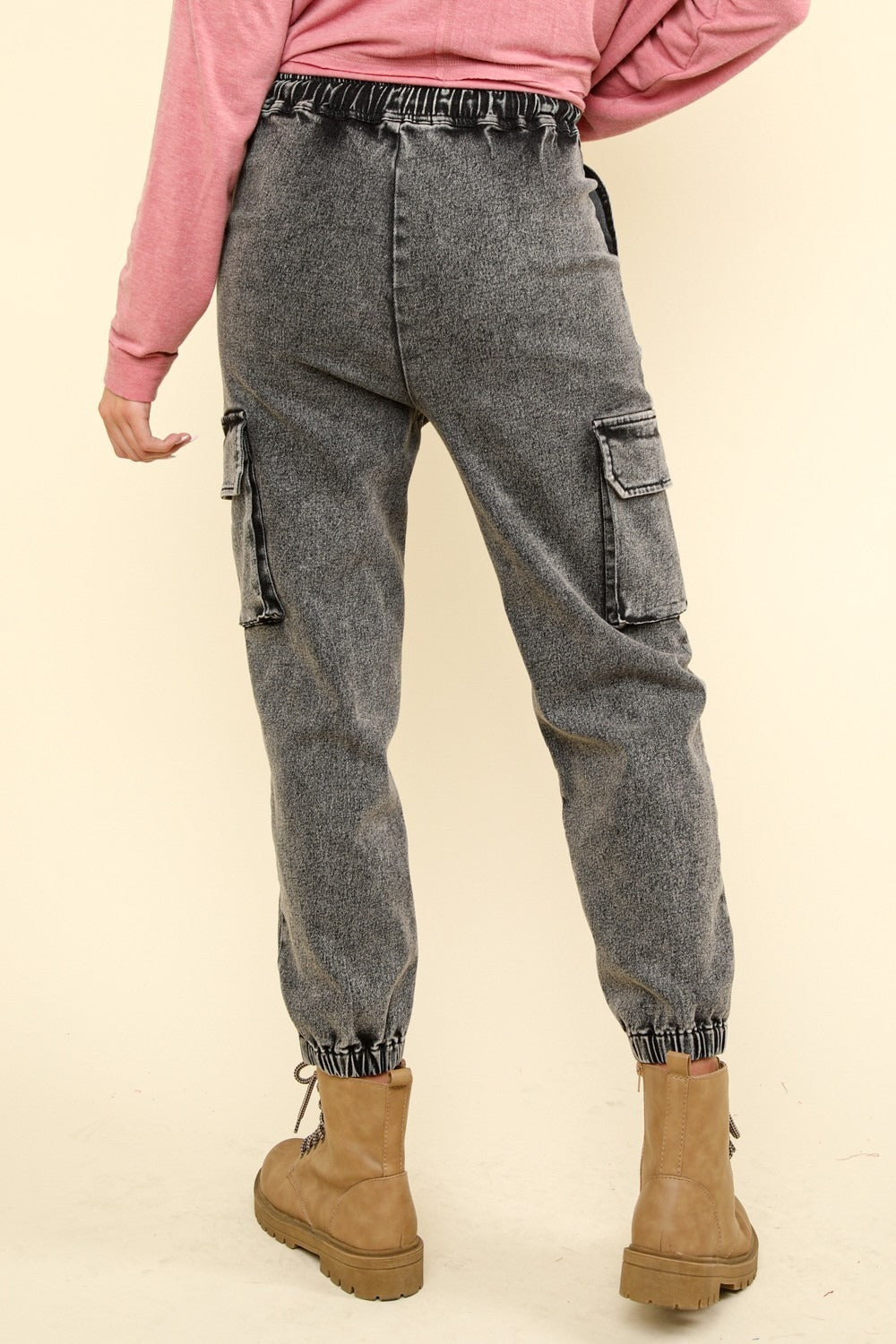 VERY J Washed Drawstring Jogger Cargo Jeans 9677afba-6990-4c58-9906-b84d65ce35d6-Max Trendsi