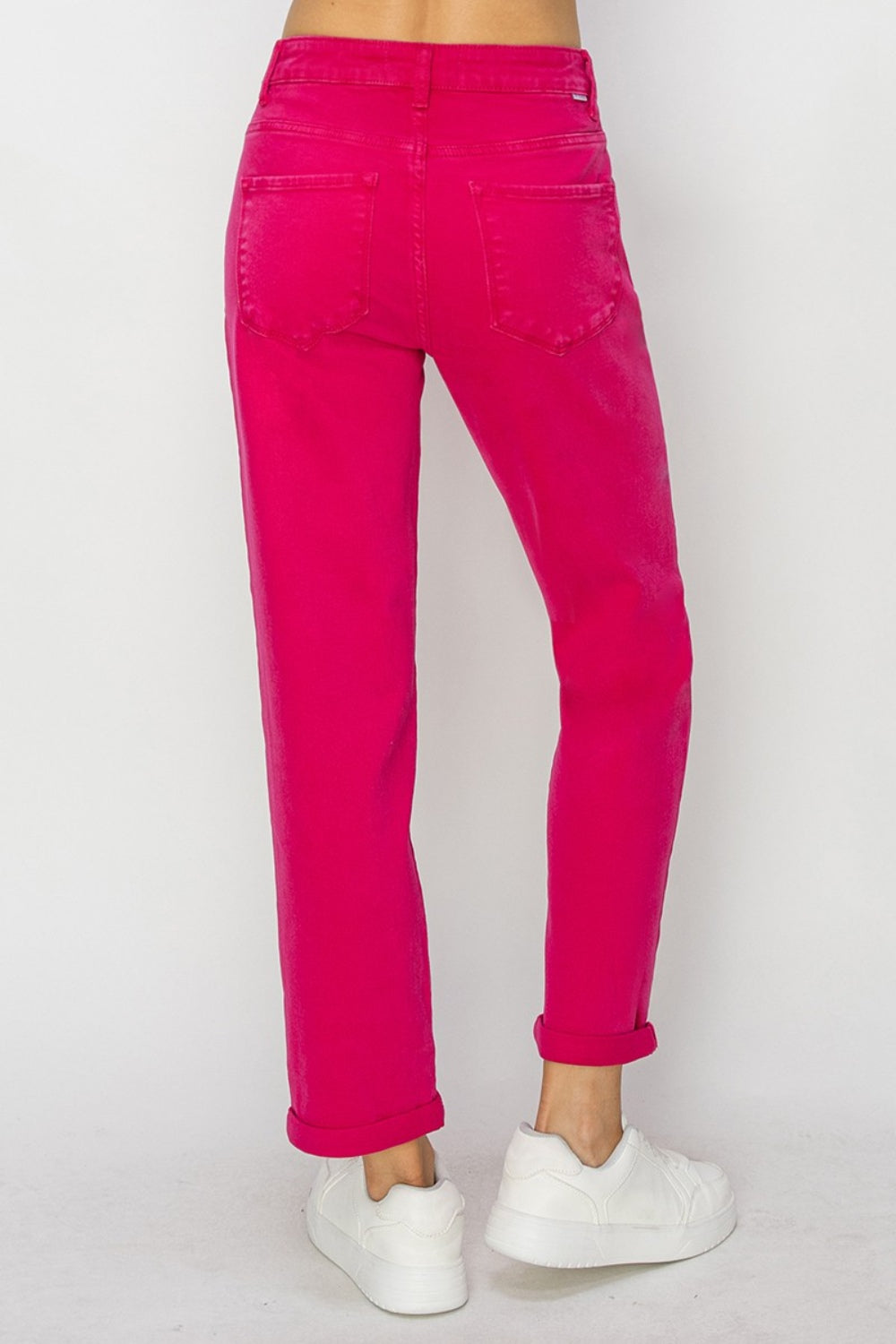 RISEN High Waist Rolled Hem Straight Jeans 9694273a-2248-4ae1-a1d9-581ed58ba4cf-Max Trendsi