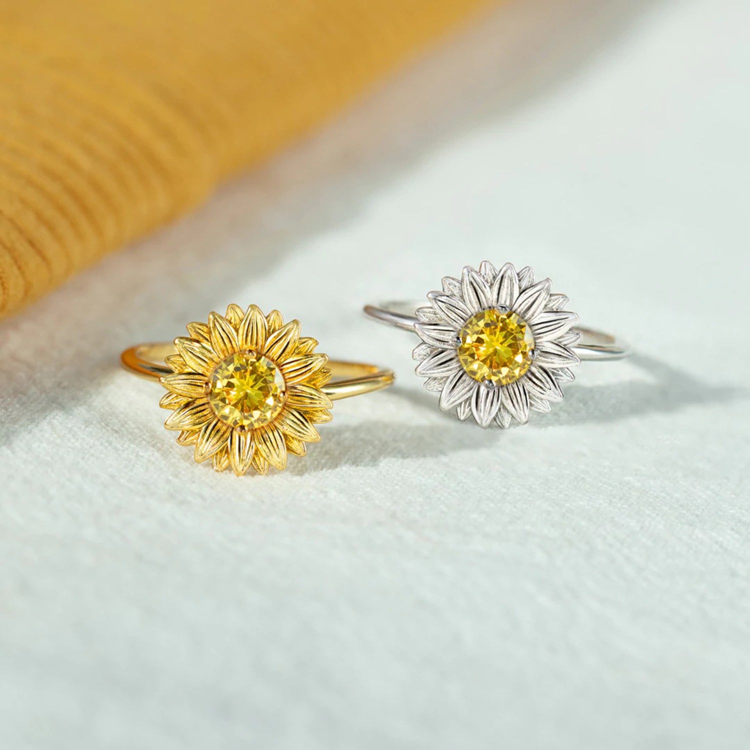 Sunflower Zircon 925 Sterling Silver Ring 9696701f-d6ca-4caa-9ac8-38025db8850b-Max Trendsi