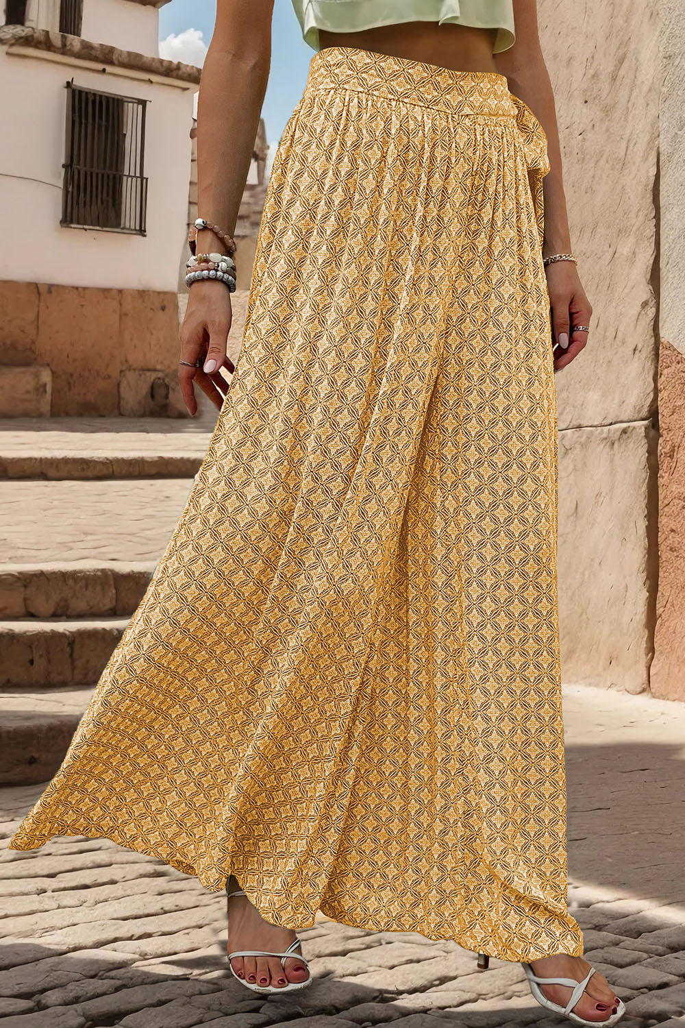 Perfee Printed Tied Wide Leg Pants Yellow 96feb84c-4498-4d9f-b811-9ebf7fc70135-Max Trendsi