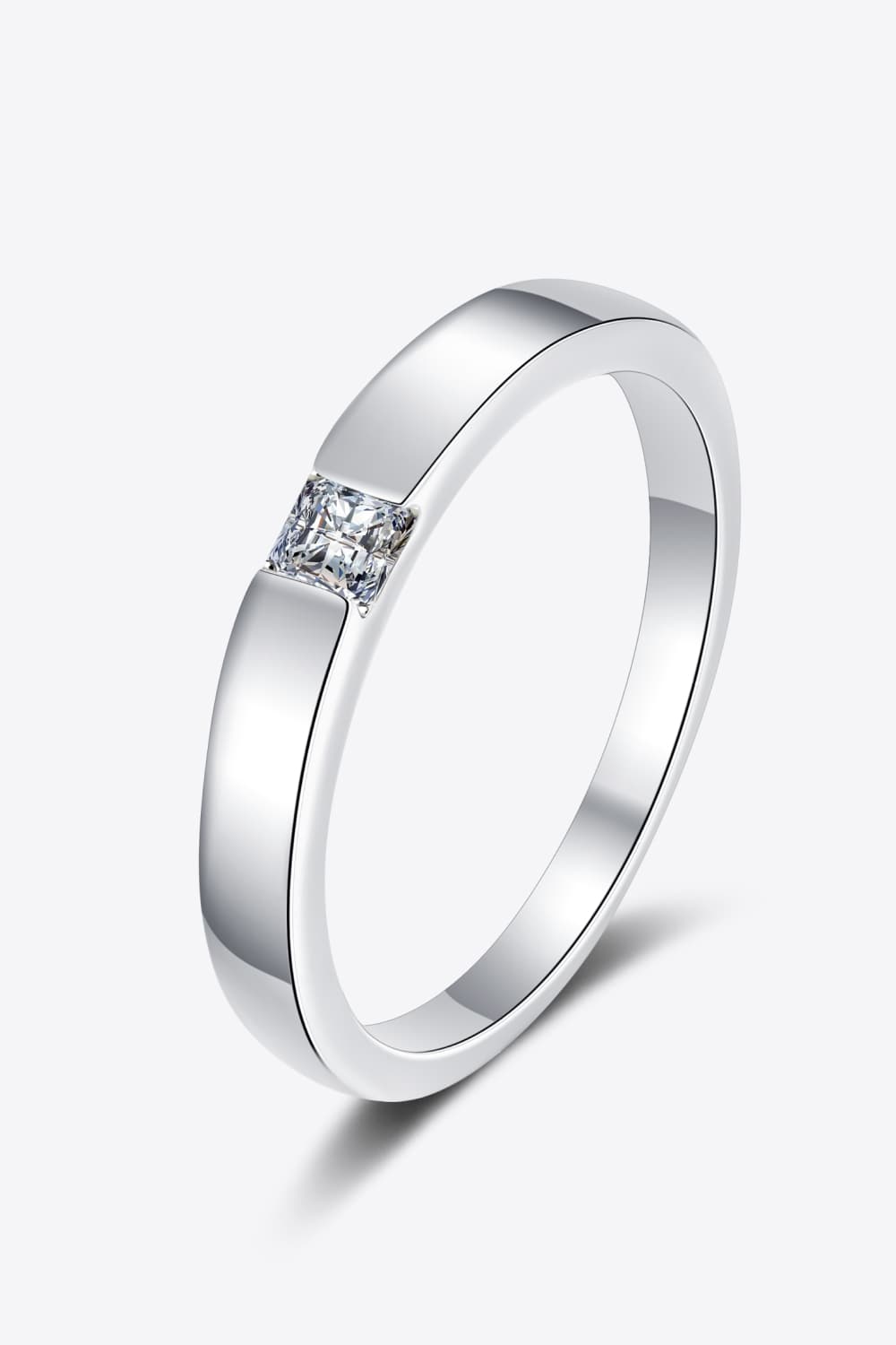 Inlaid Moissanite Rhodium-Plated Ring 974527e5b08e4f9e8aa459cfa9e82730-Max Trendsi