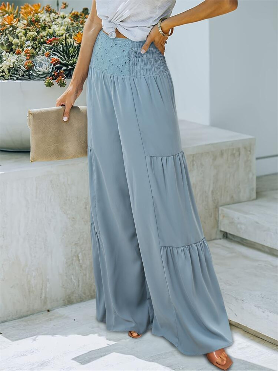 Smocked High Waist Pants 975b8d42-2e37-4434-8a15-27538e81294b-Max Trendsi