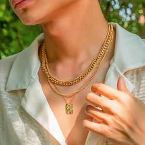 18K Gold Fashion Personality Square Pendant Design Hip Hop Necklace 9783b416-8349-401e-944e-8c753de5ee3f Artshiney