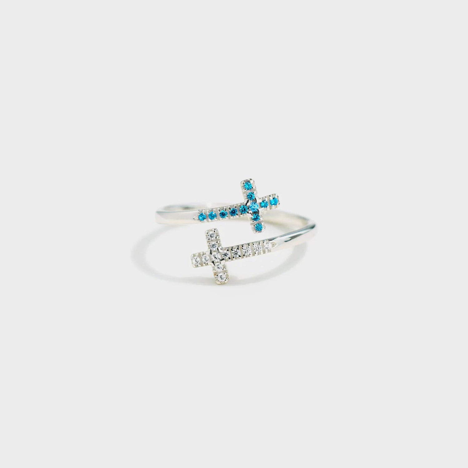 Zircon 925 Sterling Silver Double Cross Bypass Ring Silver 7 979d8a15-14c6-4e35-abba-1cd9ac2ecc22-Max Trendsi