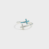 Zircon 925 Sterling Silver Double Cross Bypass Ring Silver 7 979d8a15-14c6-4e35-abba-1cd9ac2ecc22-Max Trendsi
