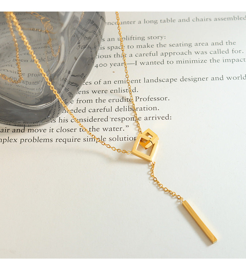 Fashion Simple Geometric Square Long Tassel Necklace 97c45c8a-c492-4ca3-9613-004e50ec8dc4 Artshiney