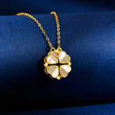 S925 silver light luxury fashion four-leaf clover inlaid with gemstones and diamonds a two-wear design necklace Gold 97cad00f-eaf2-42ae-8b24-66a855ee12ad Artshiney