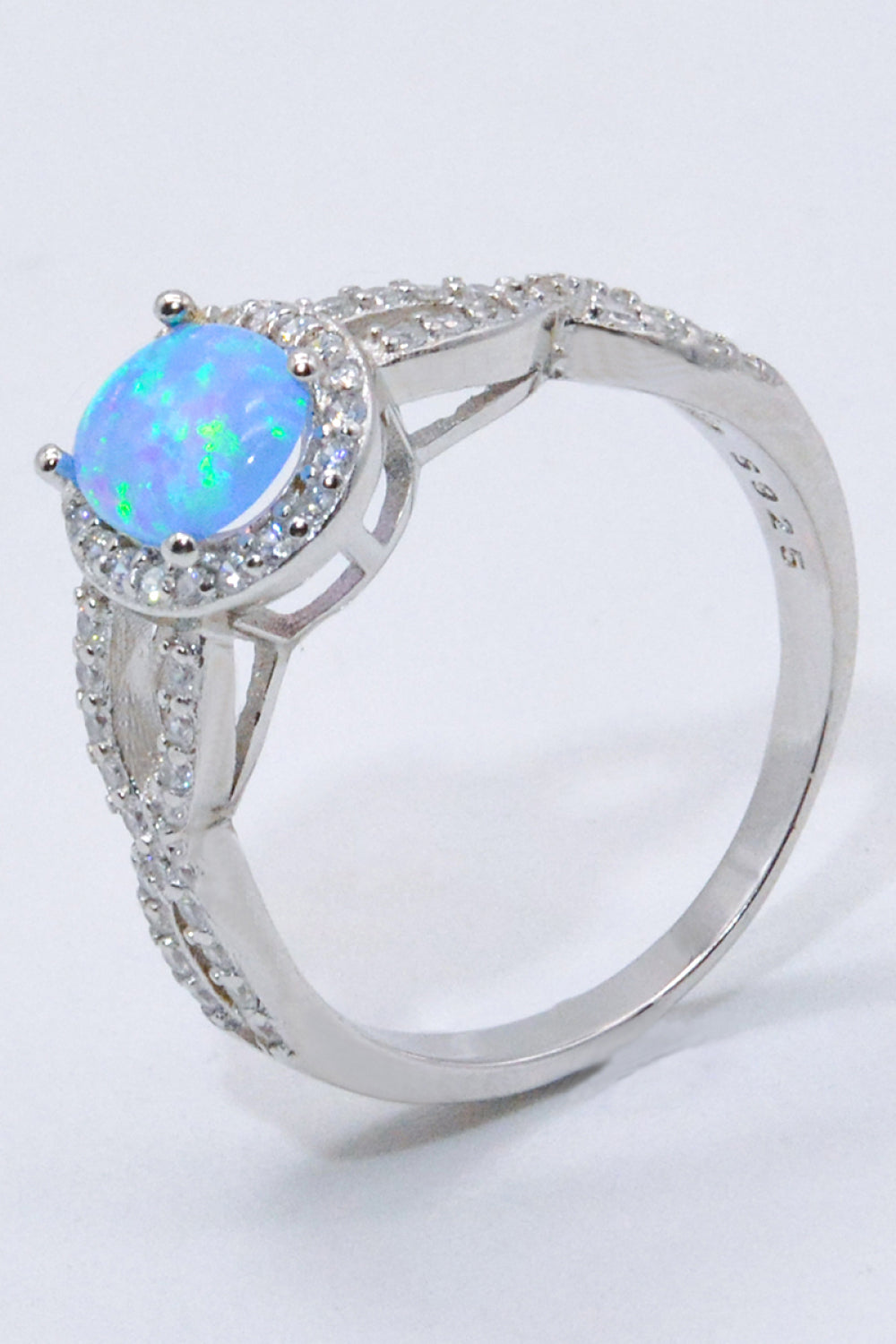 925 Sterling Silver Opal Halo Ring 97cb230a88734cabbad26e3120ddd7fc-Max Trendsi