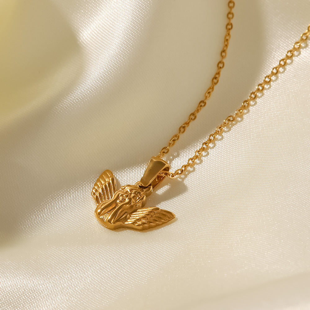 18K Gold Plated Angel Signet Pendant Necklace 97d6be83-090c-407a-ba7a-2d002b15c149 Artshiney