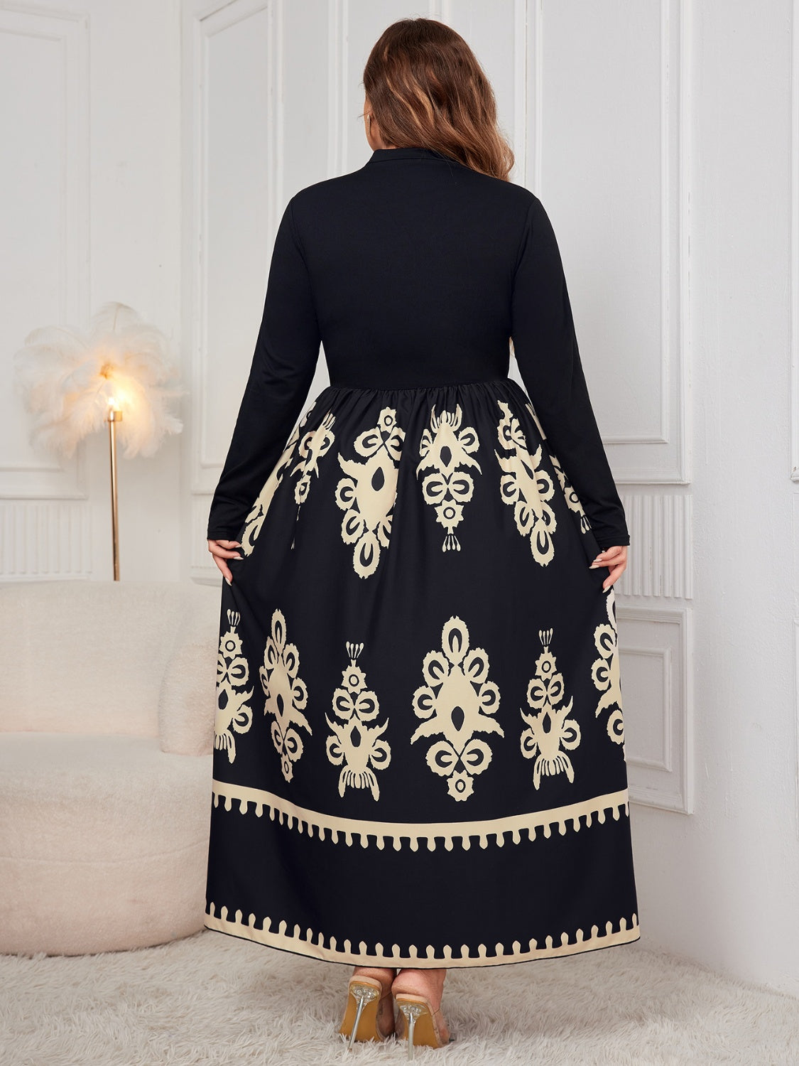 Honey Plus Size Printed Mock Neck Long Sleeve Dress 98b530cc-71be-4af6-bfe5-52dc27ccb965-Max Glownestbest