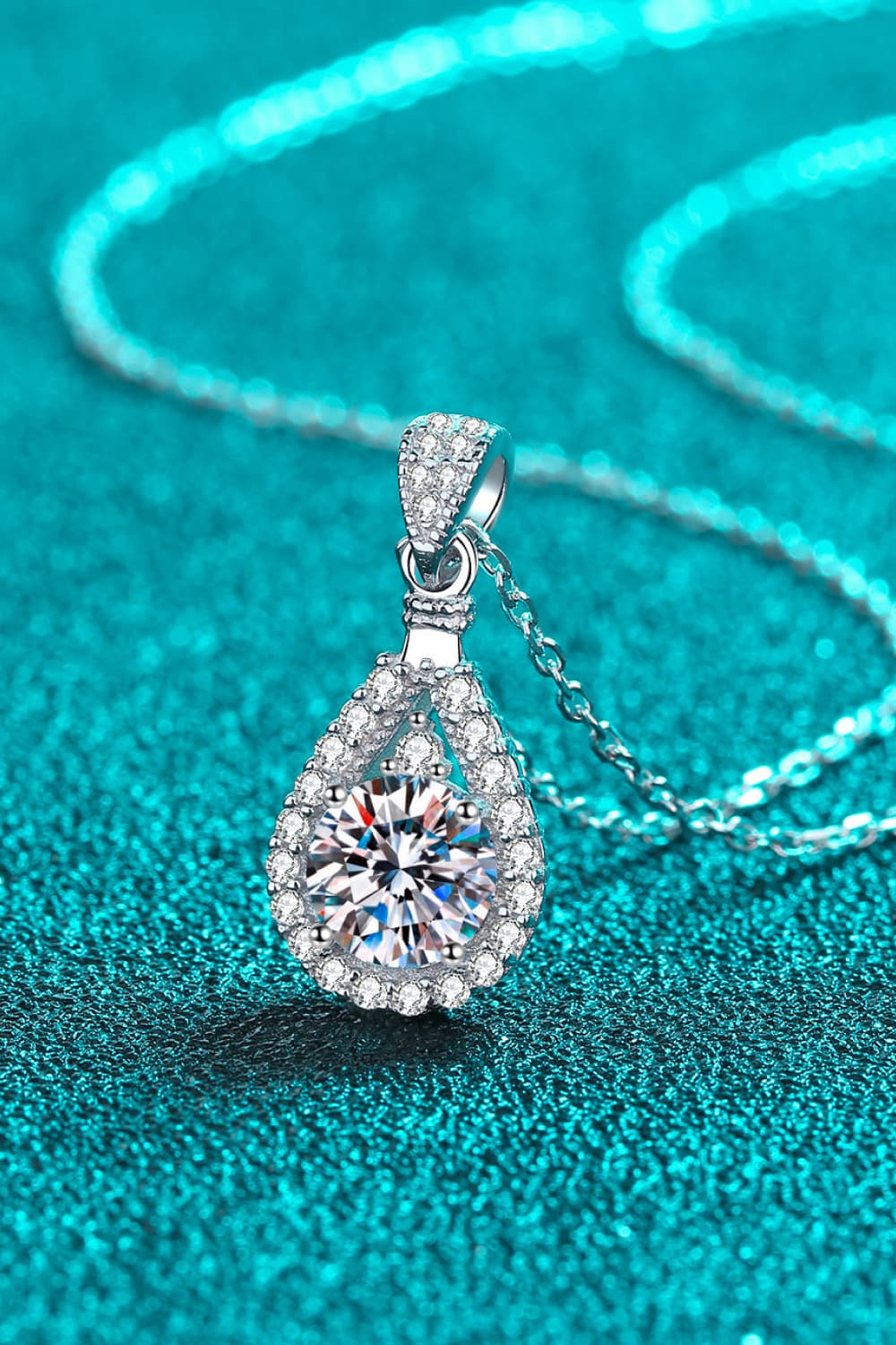 2 Carat Moissanite Teardrop Pendant 925 Sterling Silver Necklace 990e69f9b20046b3b3f453840cf4bf63-Max Trendsi
