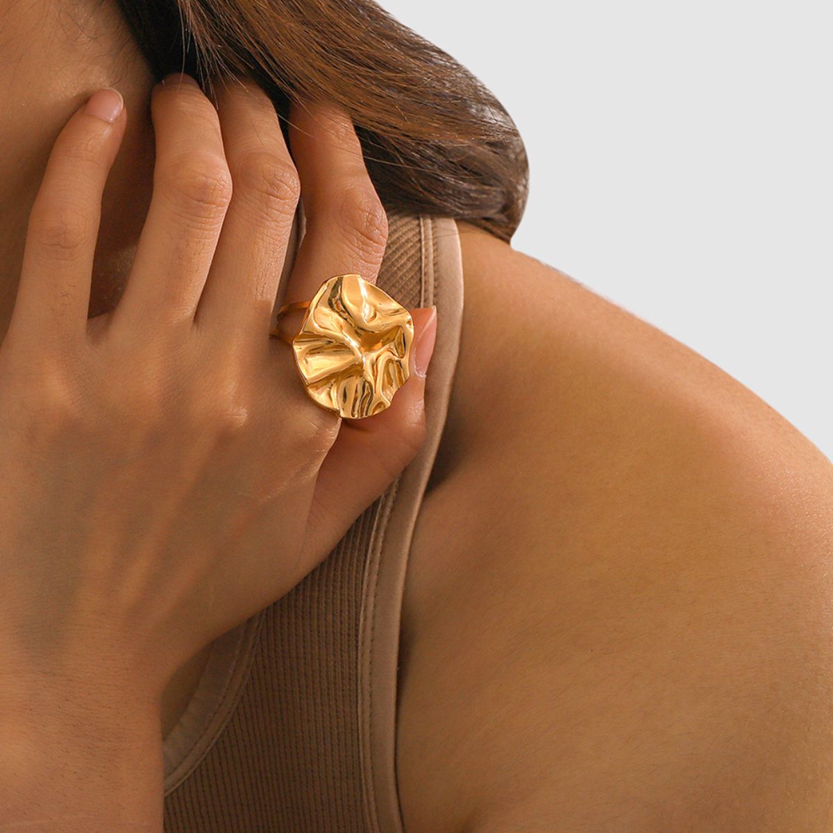 18K Gold-Plated Irregular Open Ring Gold 7 9966ec55-191b-45e7-bfd6-cbbd02c8ca1e-Max Trendsi