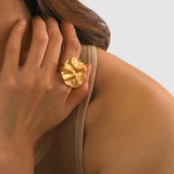 18K Gold-Plated Irregular Open Ring Gold 7 9966ec55-191b-45e7-bfd6-cbbd02c8ca1e-Max Trendsi