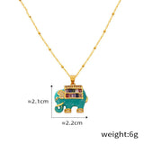 18K Gold Trendy Personalized Elephant Inlaid Gemstone Design Necklace Blue 998c52d0-d11e-4f26-8c72-e5e3d4007ccd Glownestbest