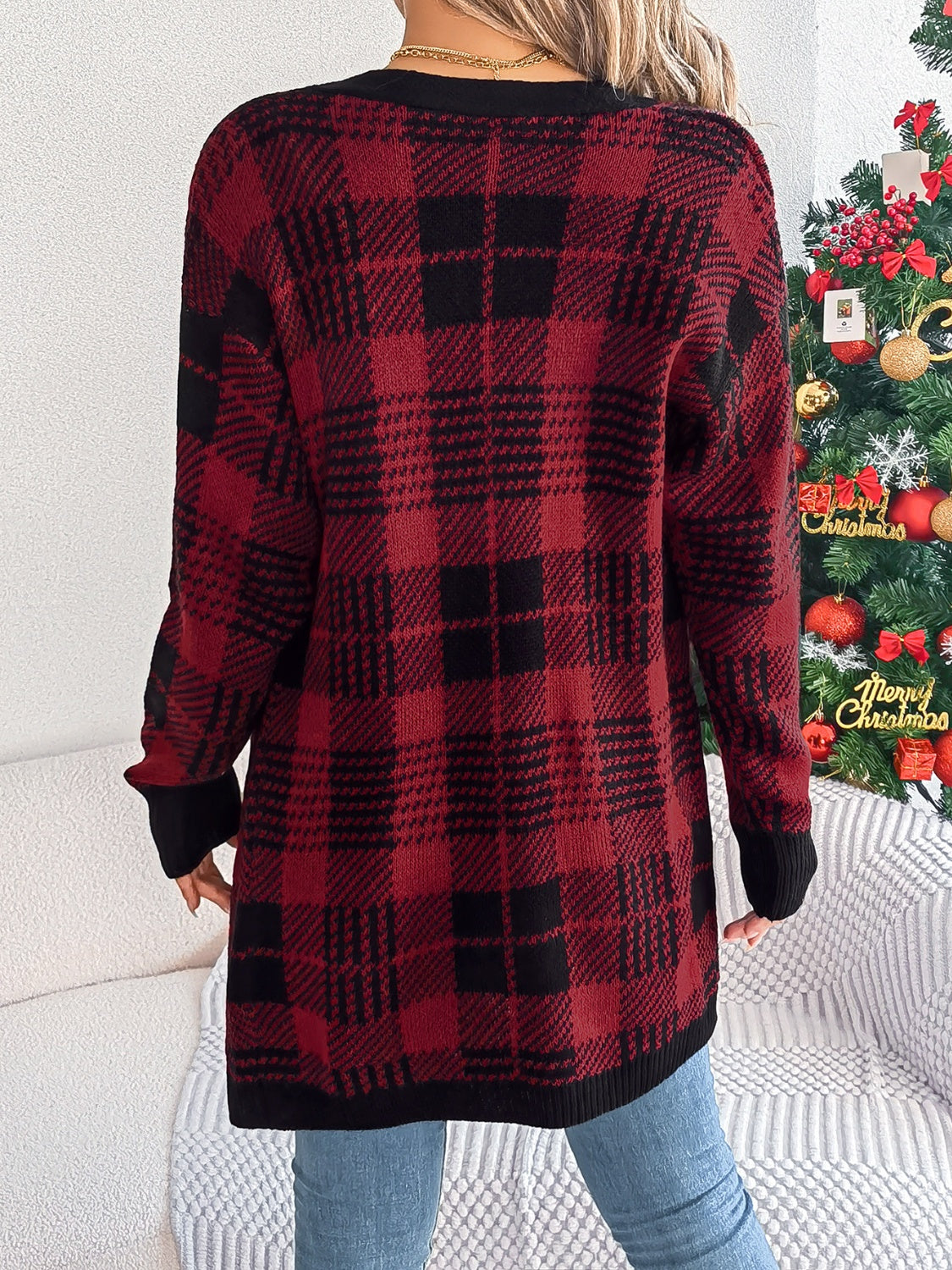 Plaid Open Front Long Sleeve Cardigan 99dd6e1d-60d5-4ad3-98b1-7842332b58f1-Max Glownestbest