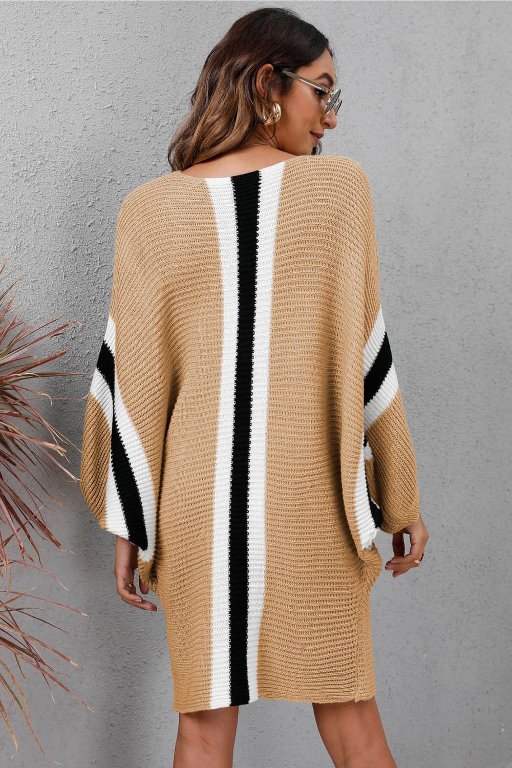 Ribbed Round Neck Long Sleeve Sweater Dress 99e2404b029e45188d4932f7ef3bad97-Max Glownestbest