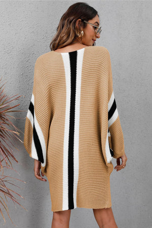 Ribbed Round Neck Long Sleeve Sweater Dress 99e2404b029e45188d4932f7ef3bad97-Max Glownestbest