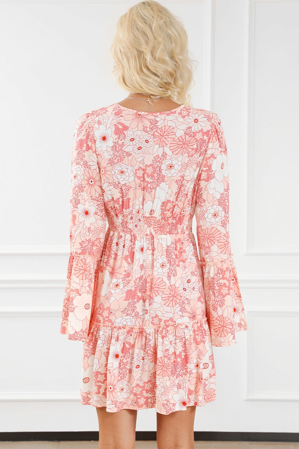 Smocked Printed Flare Sleeve Mini Dress 9a2c43af-5fd8-45ee-9ffa-1e0a9016ebe5-Max Glownestbest