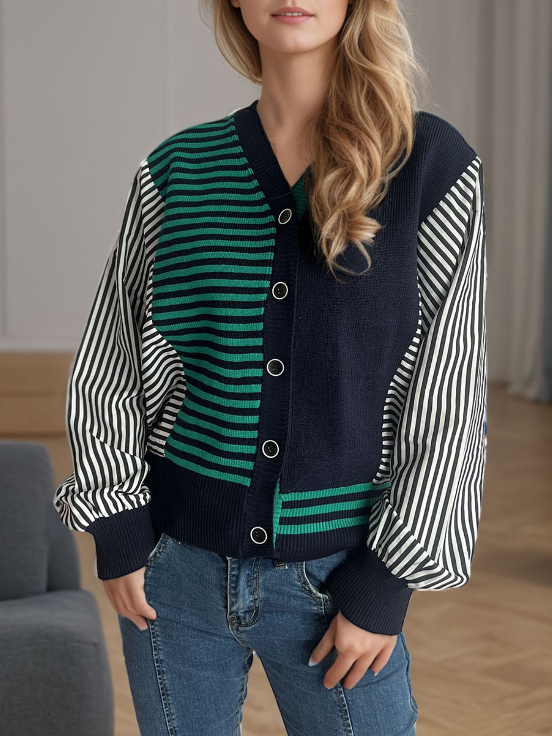 Striped Button Down Long Sleeve Cardigan 9b31e8cc-3fd0-4184-b277-a3318b426592-Max Glownestbest