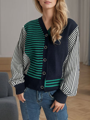 Striped Button Down Long Sleeve Cardigan 9b31e8cc-3fd0-4184-b277-a3318b426592-Max Glownestbest
