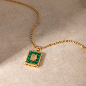 18K Gold Fashion Personalized Rectangular Gemstone Pendant Necklace 9b8913ea-0c5a-4792-ae73-8d8a1e46a9e0 Glownestbest