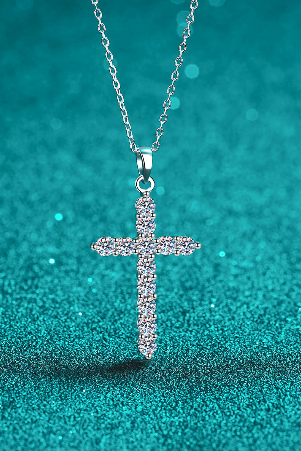 Adored 925 Sterling Silver Cross Moissanite Necklace 9b89509016b24176900a75f73b241a63-Max Trendsi