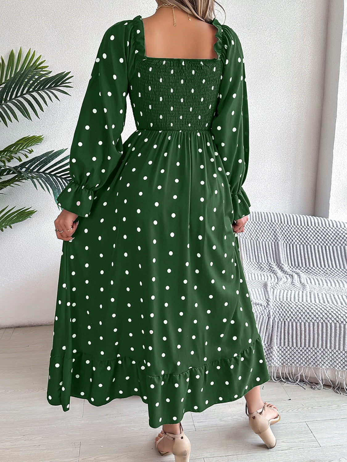 Polka Dot Flounce Sleeve Midi Dress 9bd56f46-7788-4172-8b57-b0afacc87a35-Max Glownestbest